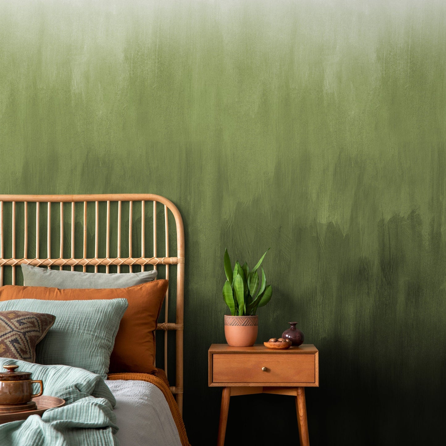 Wallpaper Peel and Stick Wallpaper Removable Wallpaper Home Decor Wall Art Wall Decor Room Decor / Green Abstract Ombre Wallpaper - X160