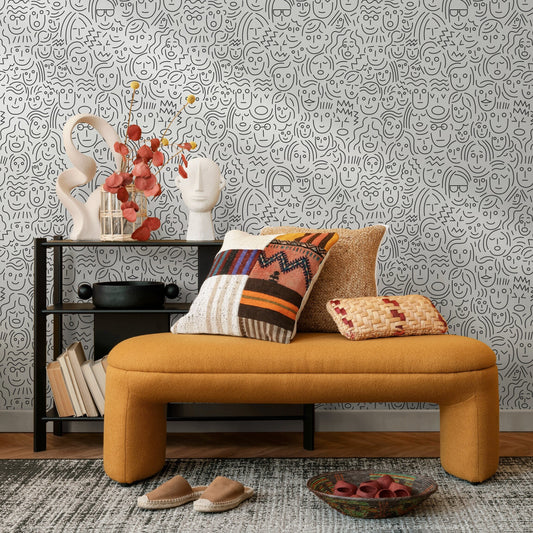 Faces Wallpaper - Removable Wallpaper Peel and Stick Wallpaper Wall Paper Wall Mural - B280