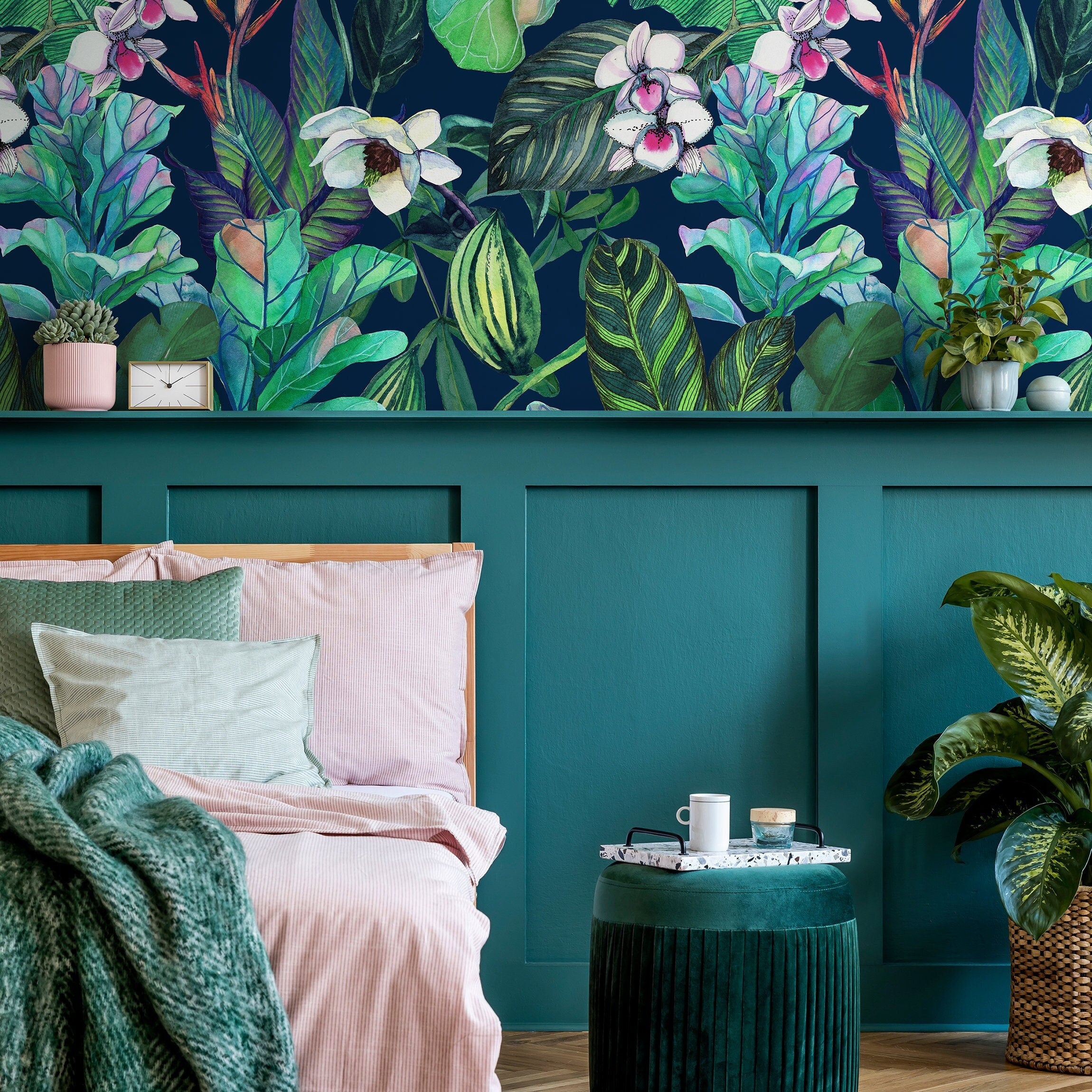 Removable Wallpaper,Tropical Foliage,Peel&Stick,Wall store Mural,Self Adhesive or Vinyl