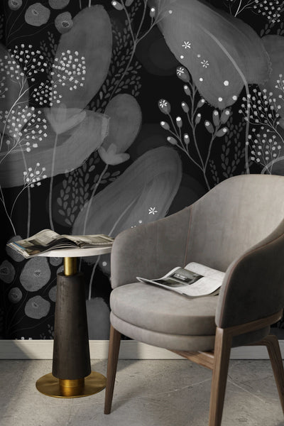 Peel And Stick Black And White Floral Wallpaper