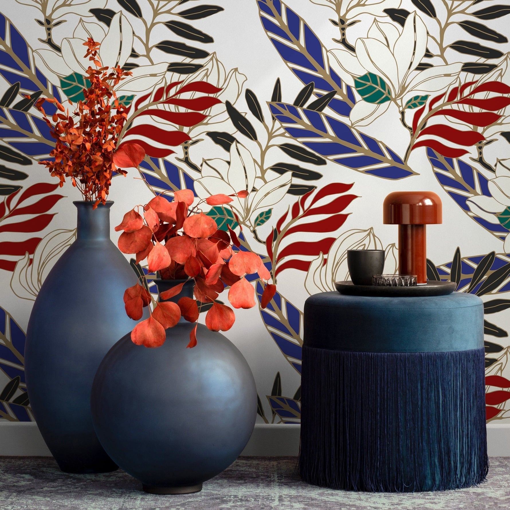 Wallpaper Peel and Stick Wallpaper Removable Wallpaper Home Decor Wall Art Wall Decor Room Decor / Contemporary Leaves Wallpaper - B321