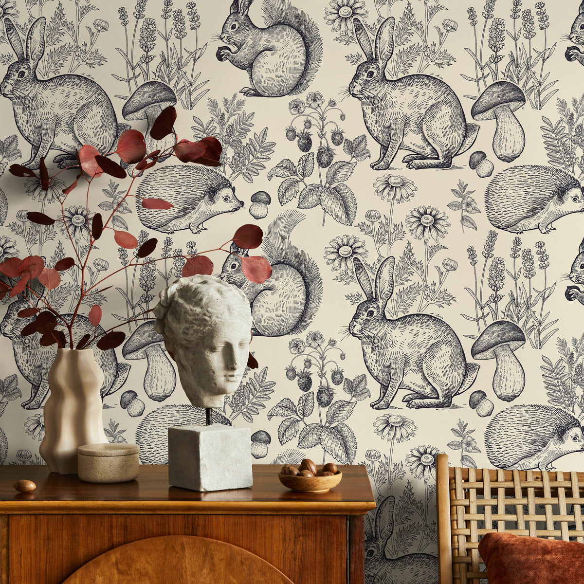 Wallpaper Peel and Stick Wallpaper Removable Wallpaper Home Decor Wall Art Wall Decor Room Decor / Boho Animal Wallpaper - B405