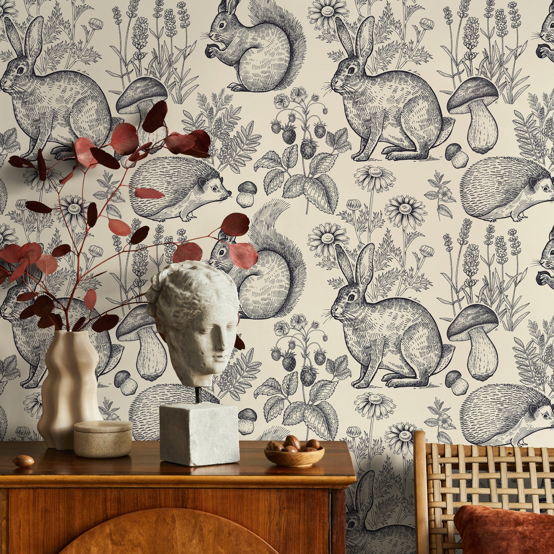 Wallpaper Peel and Stick Wallpaper Removable Wallpaper Home Decor Wall Art Wall Decor Room Decor / Boho Animal Wallpaper - B405