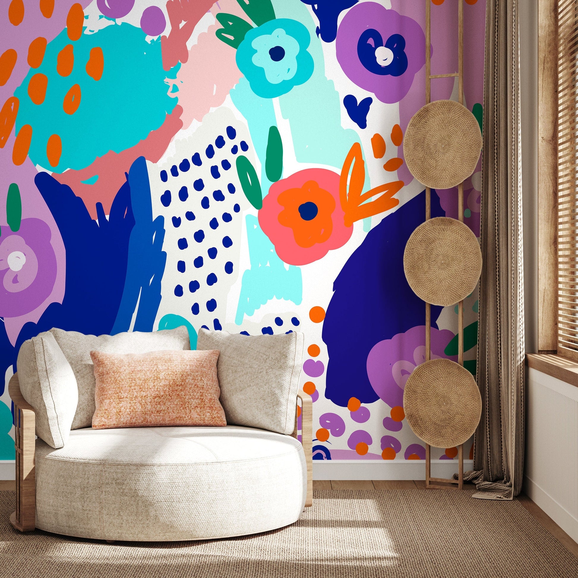 Removable Wallpaper Peel and Stick Wallpaper Wall Paper Wall Mural-Abstract Figures Wallpaper -Flower Mural- B502