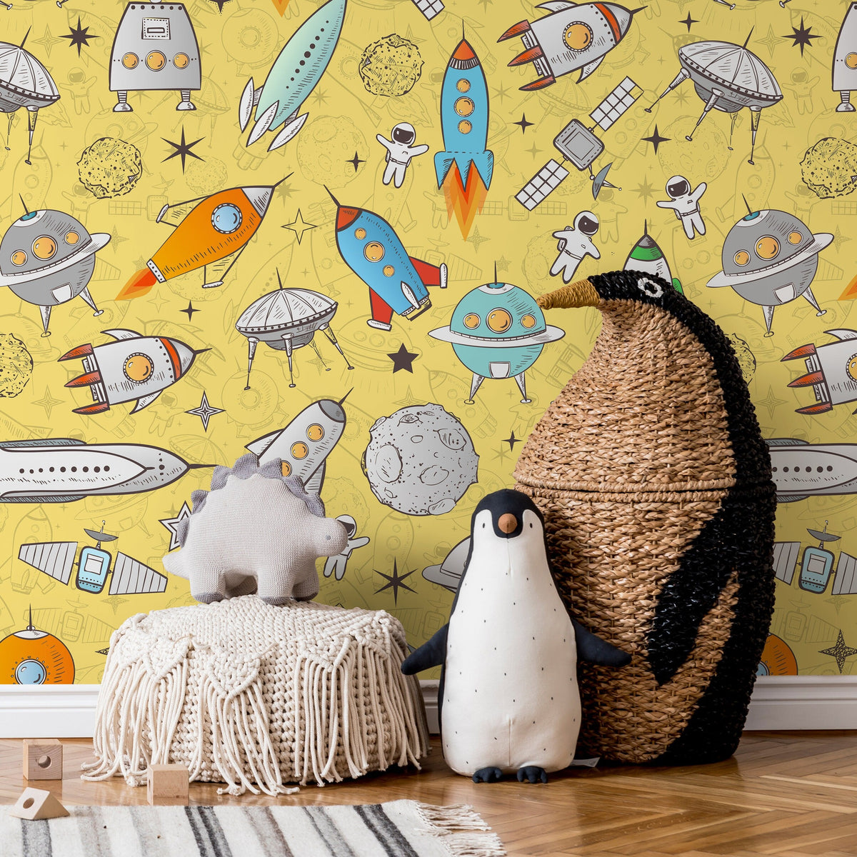 Wallpaper Peel and Stick Wallpaper Removable Wallpaper Home Decor Wall Art Wall Decor Room Decor / Cool Spaceships Kids Wallpaper - B539