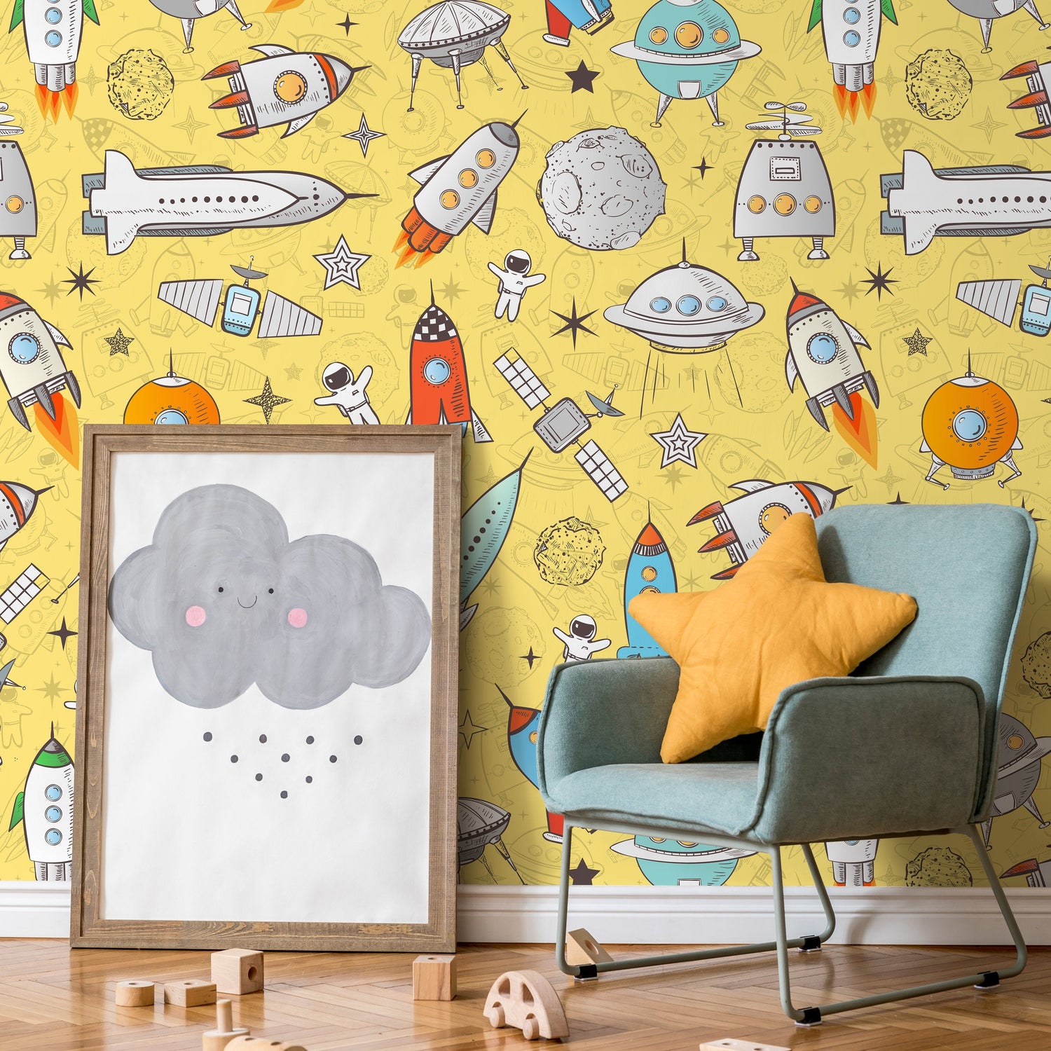 Wallpaper Peel and Stick Wallpaper Removable Wallpaper Home Decor Wall Art Wall Decor Room Decor / Cool Spaceships Kids Wallpaper - B539