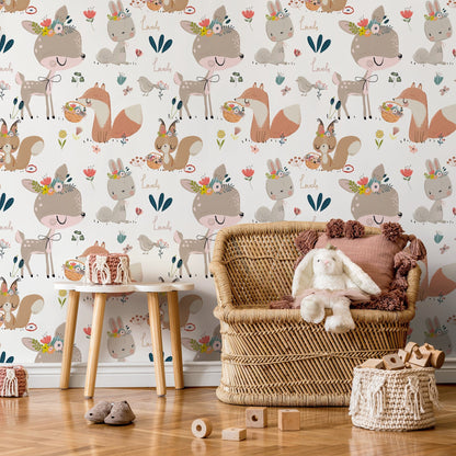 Removable Wallpaper Peel and Stick Wallpaper Wall Paper - Kids - Cute Animals - B547