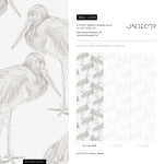Neutral Cranes Birds Wallpaper / Peel and Stick Wallpaper Removable Wallpaper Home Decor Wall Art Wall Decor Room Decor - D059