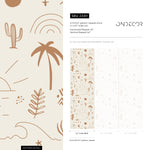 California Wallpaper Boho Minimalist Beach Cactus Peel and Stick Removable and Repositionable or Traditional Pre-pasted Wallpaper - ZABY
