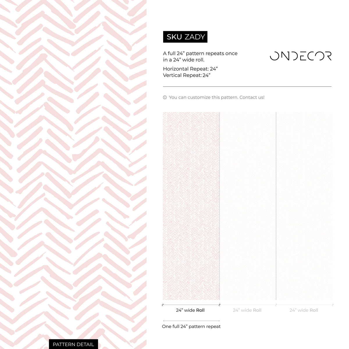 Boho Herringbone in Soft Pink Wallpaper Removable and Repositionable Peel and Stick or Traditional Pre-pasted Wallpaper - ZADY