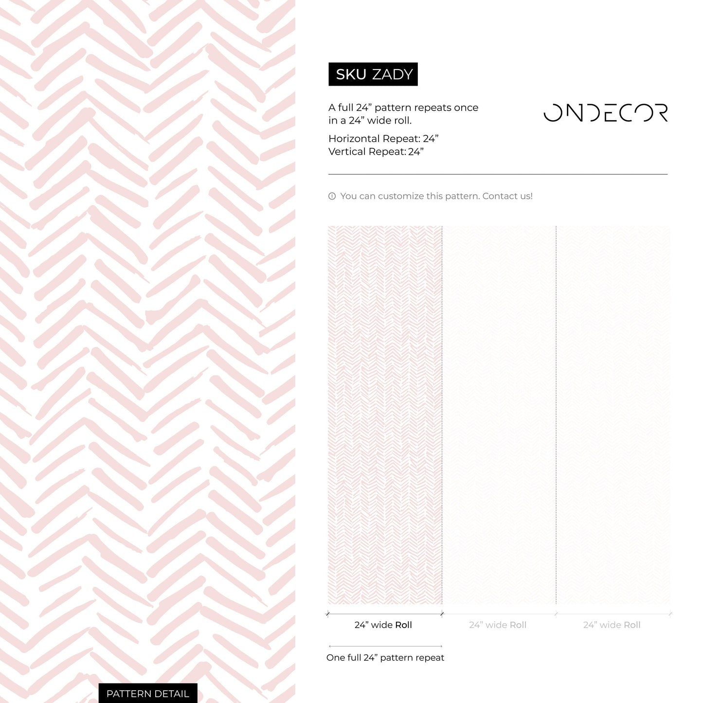 Boho Herringbone in Soft Pink Wallpaper Removable and Repositionable Peel and Stick or Traditional Pre-pasted Wallpaper - ZADY