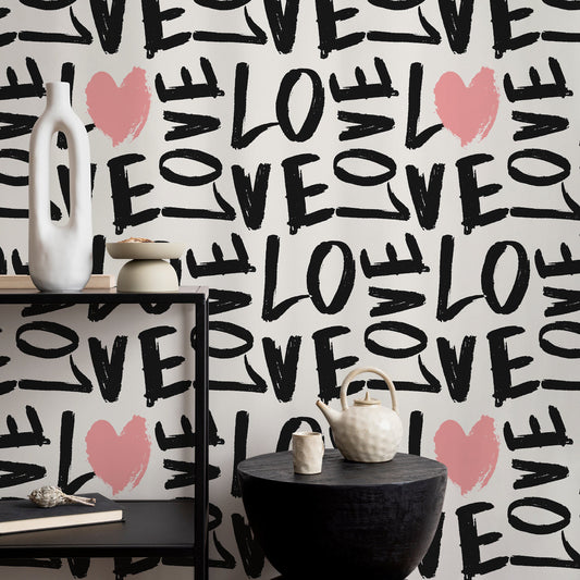 Removable Wallpaper Peel and Stick Wallpaper Wall Paper Wall Mural - Abstract Pop Wallpaper - Love Wallpaper - B557