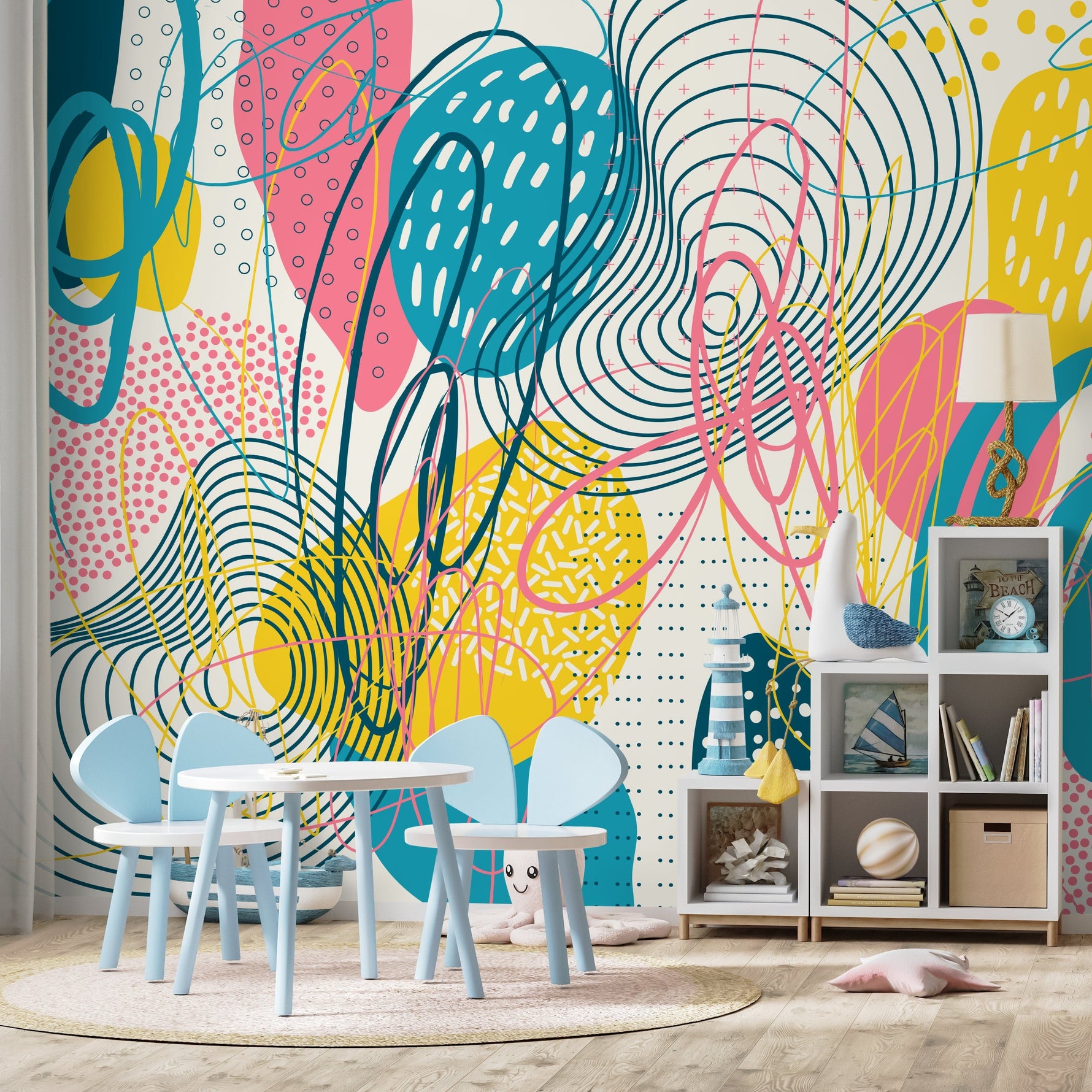Colorful Mural Abstract Wallpaper Contemporary Art Wallpaper Peel and Stick and Traditional Wallpaper - D994