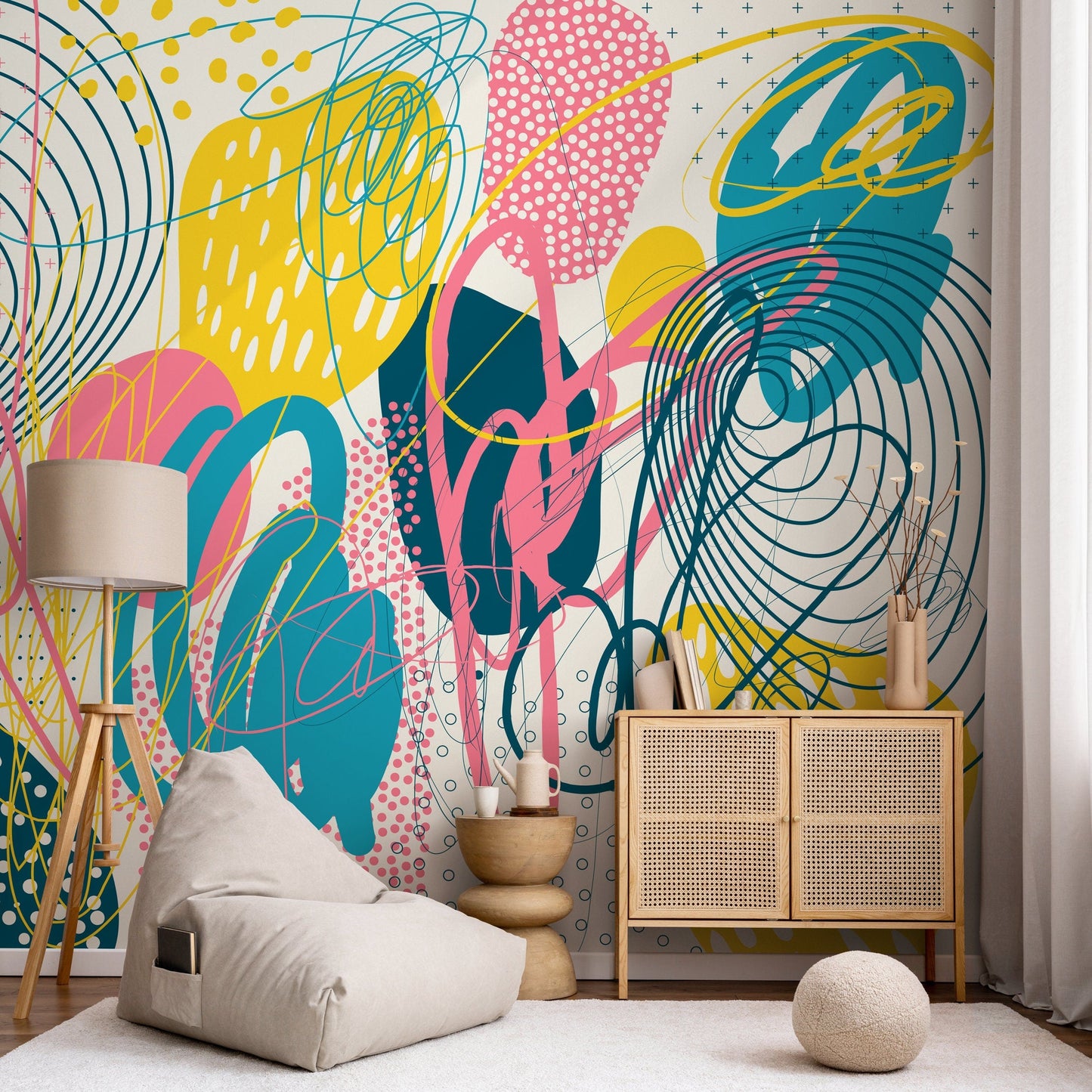 Colorful Mural Abstract Wallpaper Contemporary Art Wallpaper Peel and Stick and Traditional Wallpaper - D994