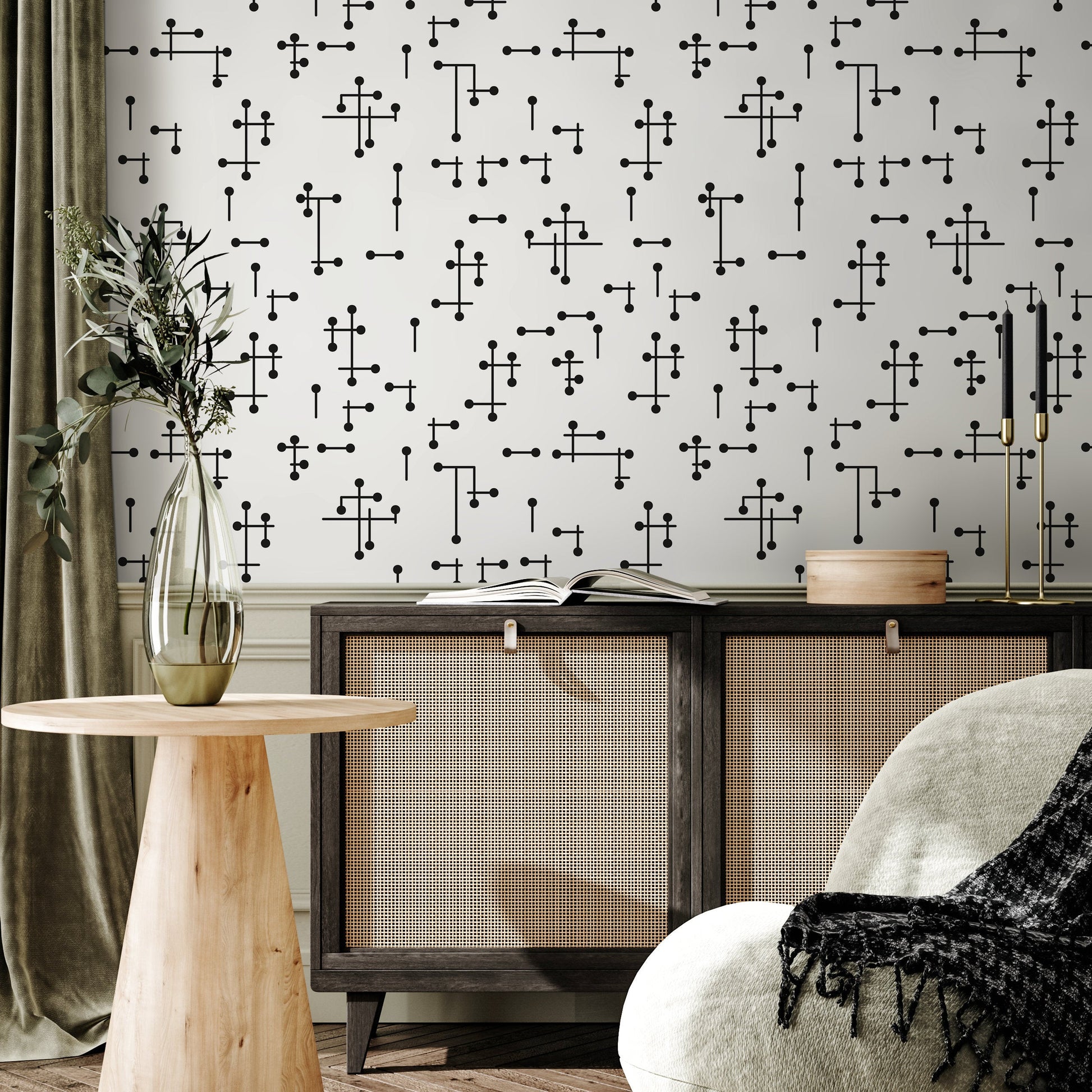 Removable Wallpaper Peel and Stick Wallpaper Wall Paper Wall Mural - Black and White Minimal Wallpaper - B969