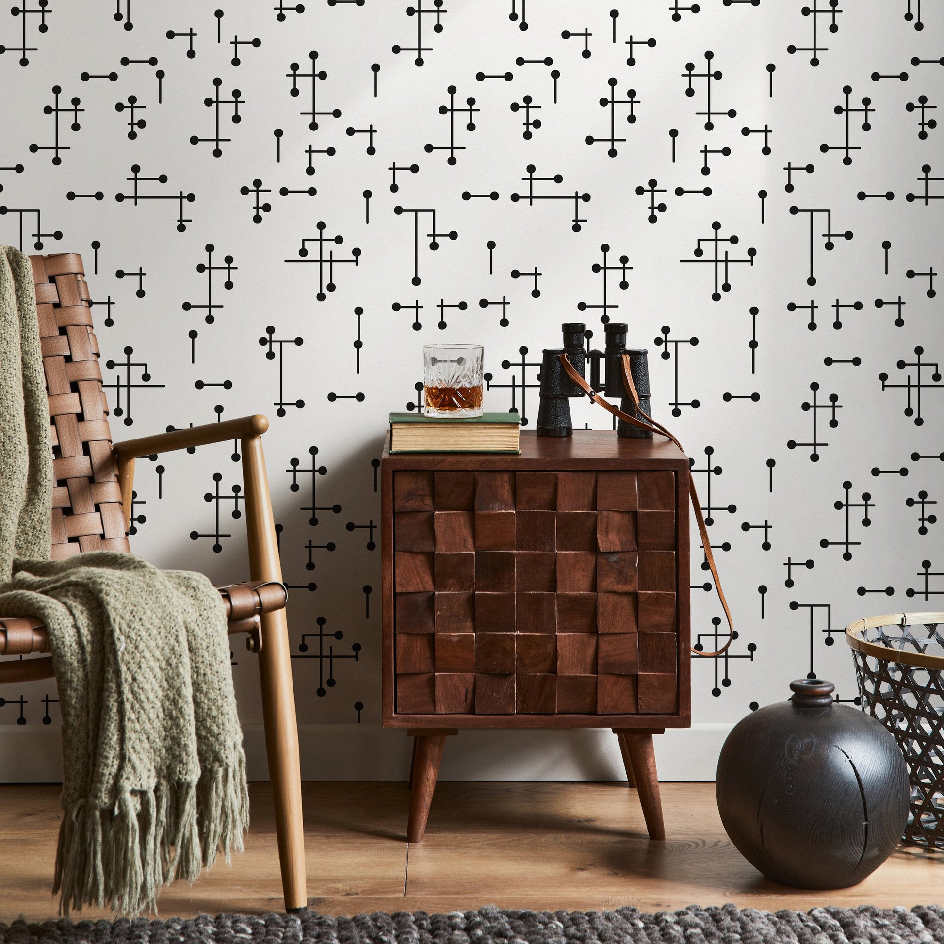 Removable Wallpaper Peel and Stick Wallpaper Wall Paper Wall Mural - Black and White Minimal Wallpaper - B969