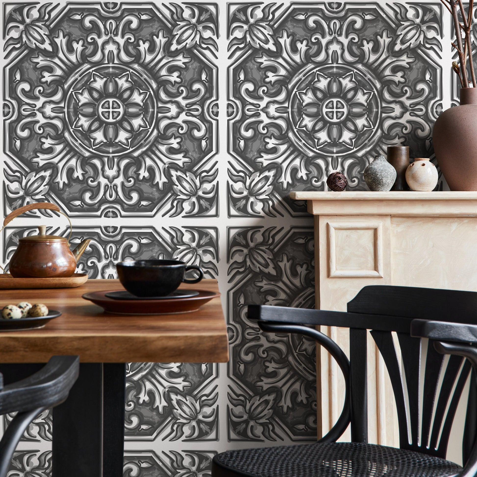 Removable Wallpaper Peel and Stick Wallpaper Wall Paper Wall Mural - Azulejos Tile Wallpaper - B148
