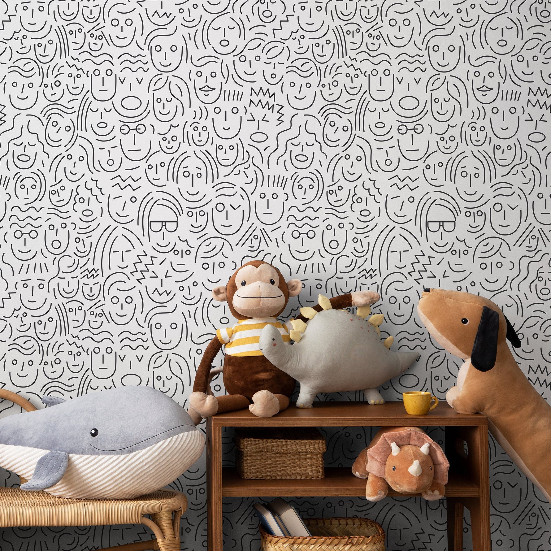 Faces Wallpaper - Removable Wallpaper Peel and Stick Wallpaper Wall Paper Wall Mural - B280