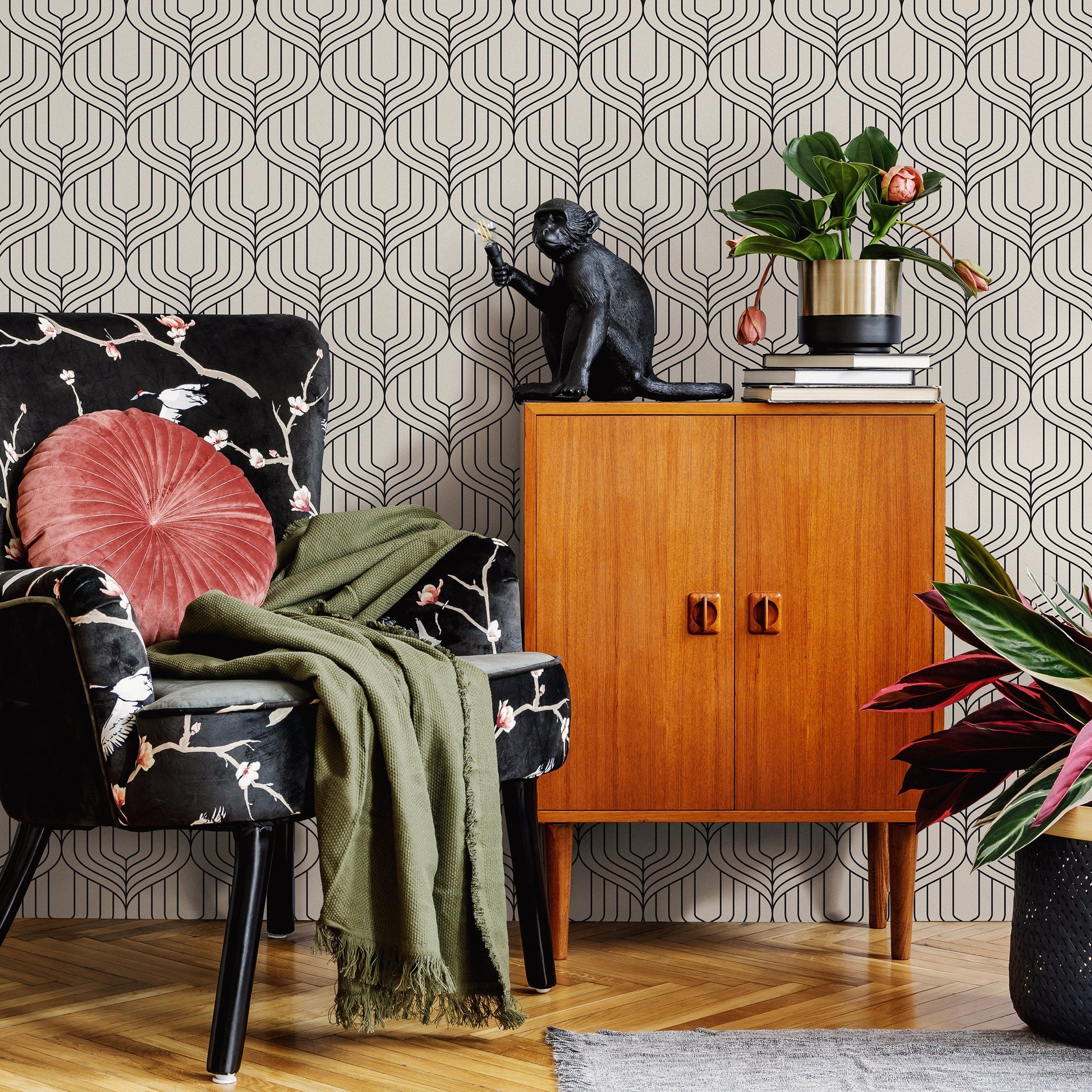 Minimal Geometric Wallpaper Removable Wallpaper Peel and Stick Wallpaper Wall Paper Wall Mural - B287