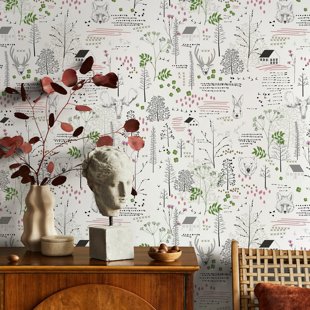 Removable Wallpaper Peel and Stick Wallpaper Wall Paper - Outline Woods Wallpaper - B290