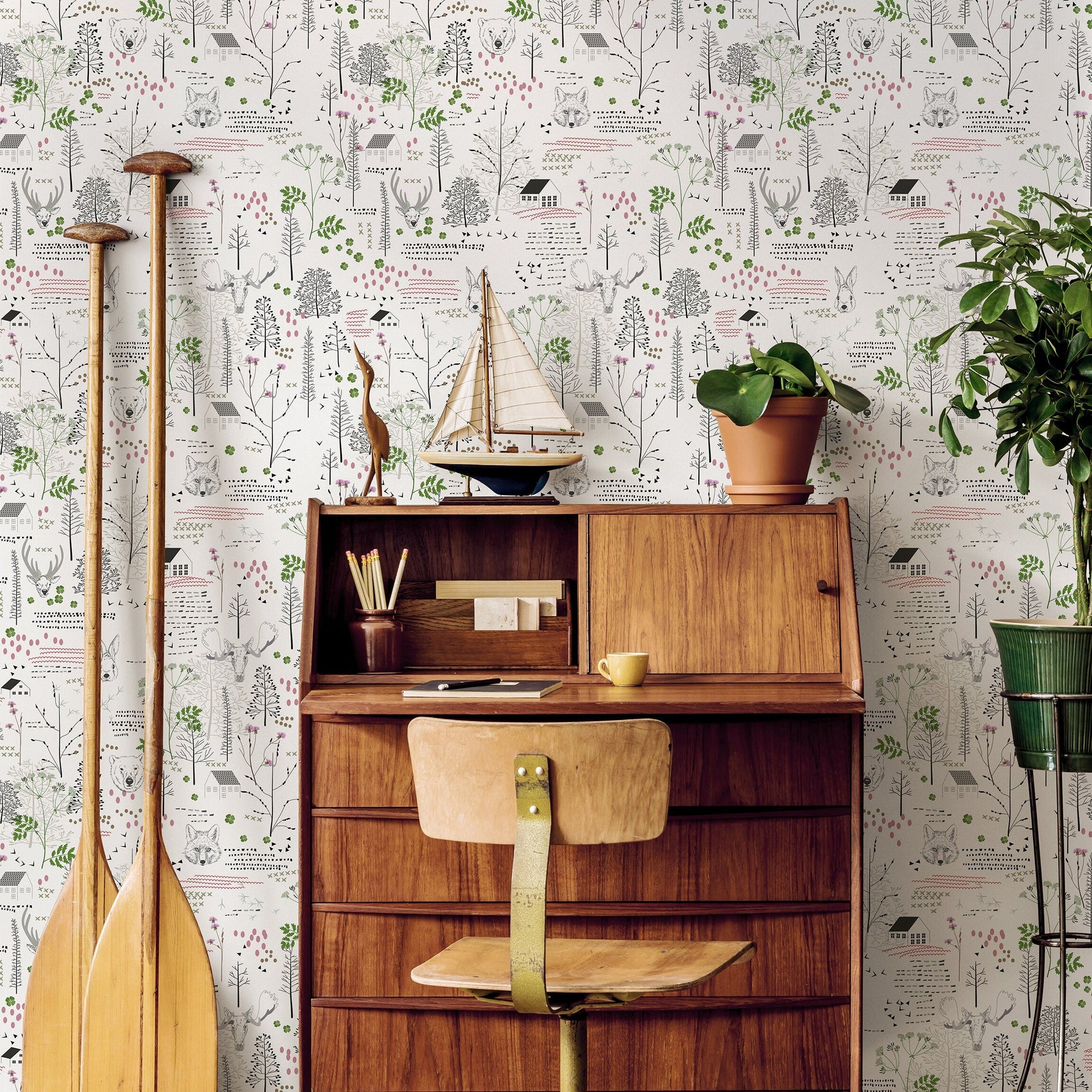 Removable Wallpaper Peel and Stick Wallpaper Wall Paper - Outline Woods Wallpaper - B290