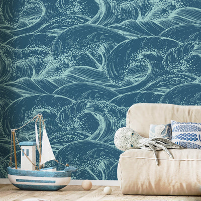 Blue Green Peel and Stick Wallpaper | Teal & Aqua Designs