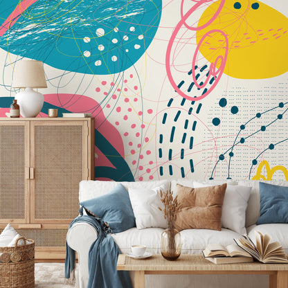 Removable Wallpaper Scandinavian Wallpaper Waves Wallpaper Peel and Stick Wallpaper Wall Paper - B095