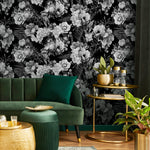 Wallpaper Peel and Stick Wallpaper Removable Wallpaper Home Decor Wall Art Wall Decor Room Decor / Dark Floral Wallpaper - B099