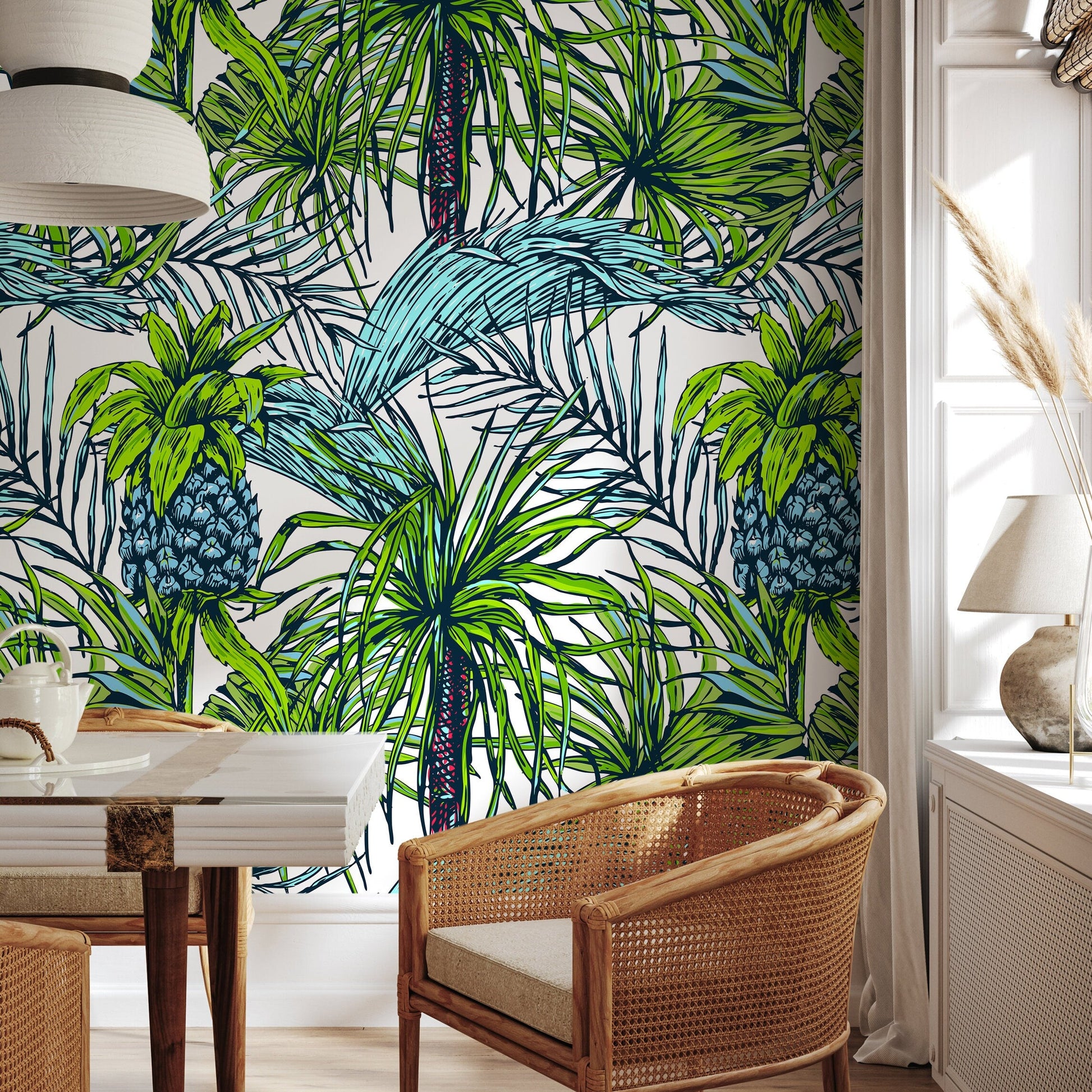 Wallpaper Peel and Stick Wallpaper Removable Wallpaper Home Decor Wall Art Wall Decor Room Decor / Tropical leaf Drawing Wallpaper - B113