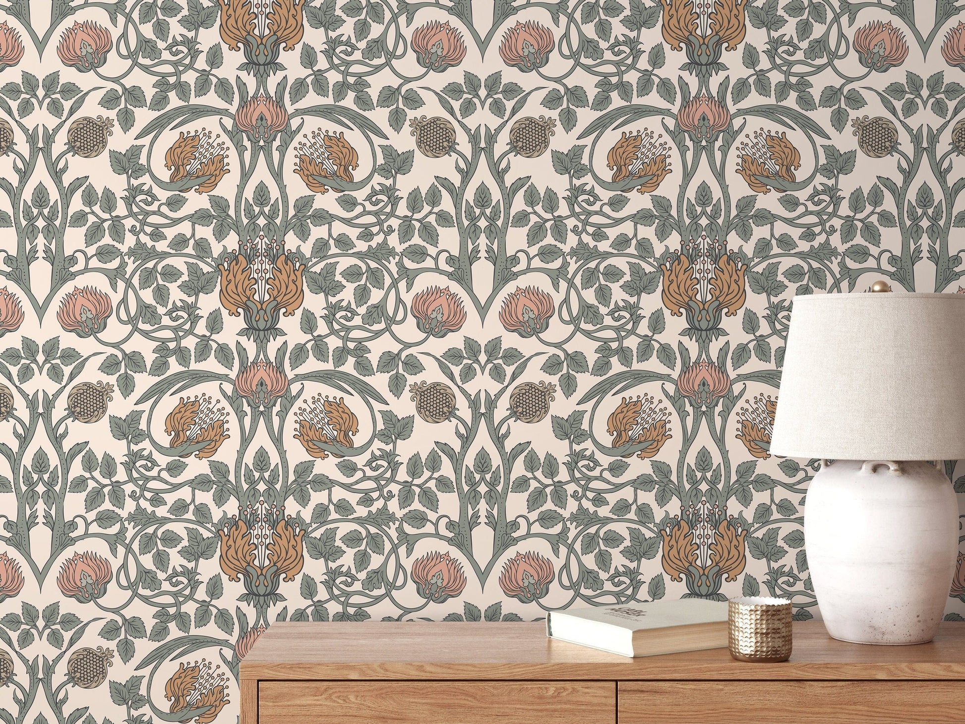 Vintage William Morris Wallpaper / Peel and Stick Wallpaper Removable Wallpaper Home Decor Wall Art Wall Decor Room Decor - D044