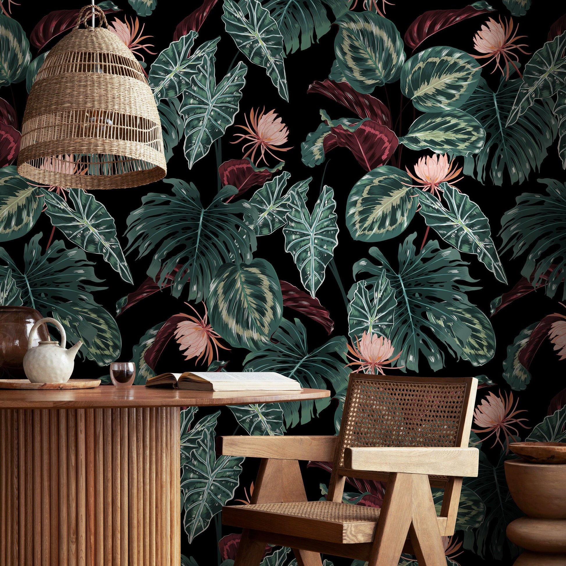 Wallpaper Peel and Stick Wallpaper Removable Wallpaper Home Decor Wall Art Wall Decor Room Decor / Tropical Leaves Wallpaper - B071