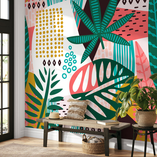 Wallpaper Peel and Stick Wallpaper Removable Wallpaper Home Decor Wall Art Wall Decor Room Decor / Tropical Abstract Wallpaper - B173