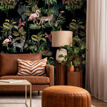 Watercolor Jungle Wallpaper, Zebra and Flamingo Tropical Wallpaper, Modern Nursery Wallpaper, Animal Print Wall Art, Safari Wall Mural- E004