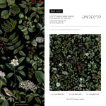 Dark Floral Wallpaper, Vintage, Butterfly and Bird Wall Mural, Dark Wallpapers - E007