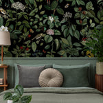 Dark Floral Wallpaper, Vintage, Butterfly and Bird Wall Mural, Dark Wallpapers - E007