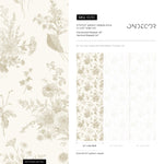 French Country Wallpaper Vintage Botanical Foliage Wallpaper Bedroom Wildflower Peel and Stick Wallpaper Victorian Neutral Wallpaper - E010