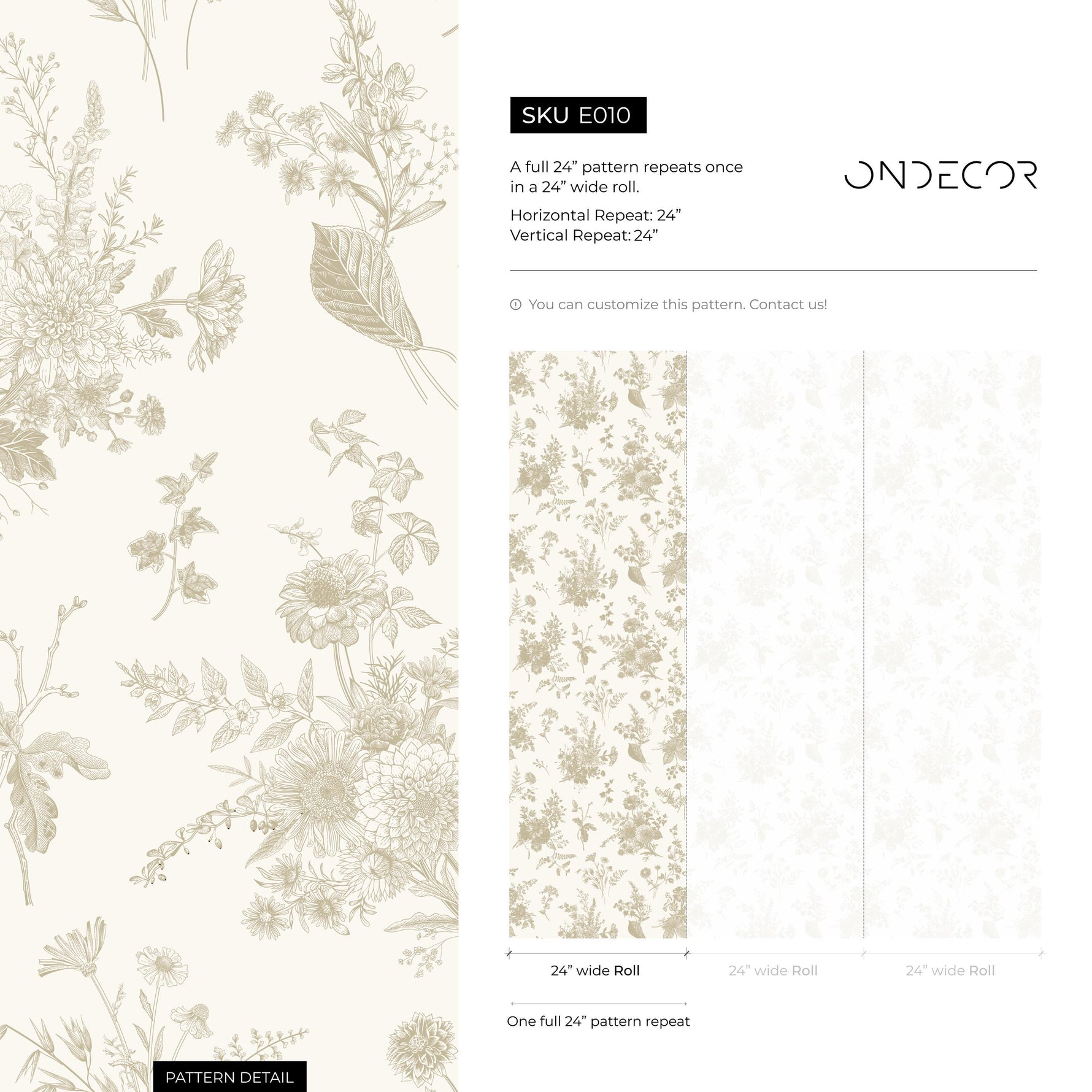 French Country Wallpaper Vintage Botanical Foliage Wallpaper Bedroom Wildflower Peel and Stick Wallpaper Victorian Neutral Wallpaper - E010