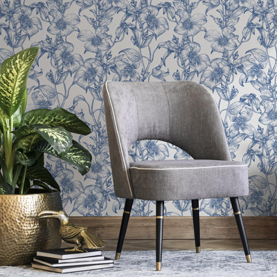 Blue Pattern Wallpaper | Peel and Stick & Traditional Styles