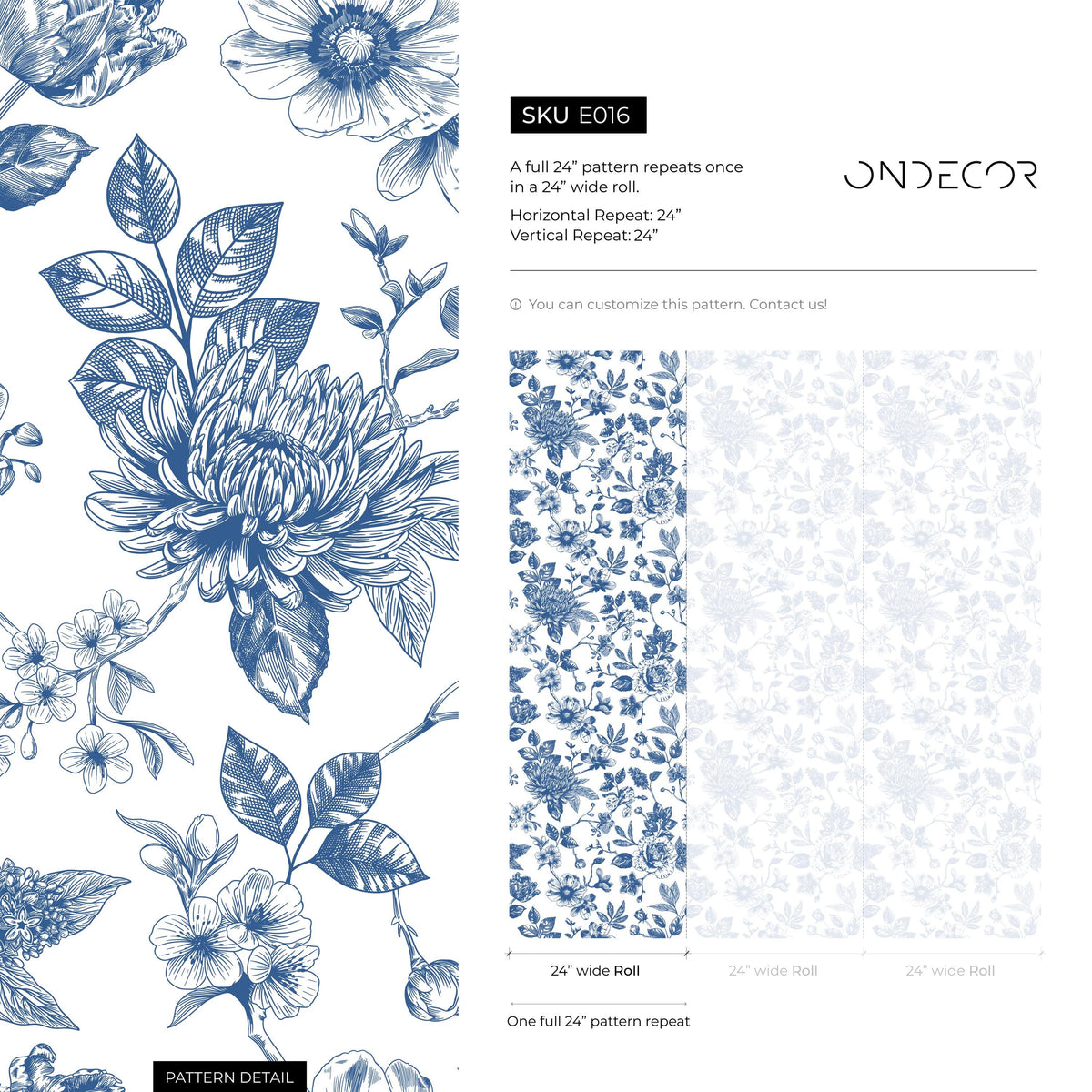 Blue flower self adhesive wallpaper and regular wallpaper - E016