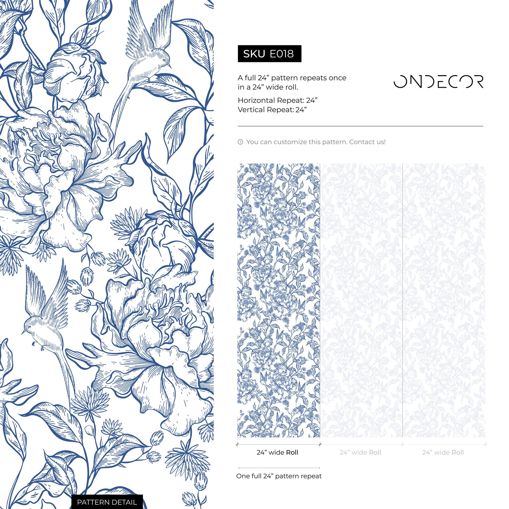 Blue flower self adhesive wallpaper and regular wallpaper - E018