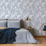 Blue flower self adhesive wallpaper and regular wallpaper - E018