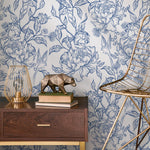 Blue flower self adhesive wallpaper and regular wallpaper - E018