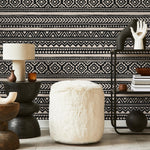 Tribal Wallpaper Aztec Peel And Stick Wallpaper Black Removable Tribal Print Wallpaper - E019