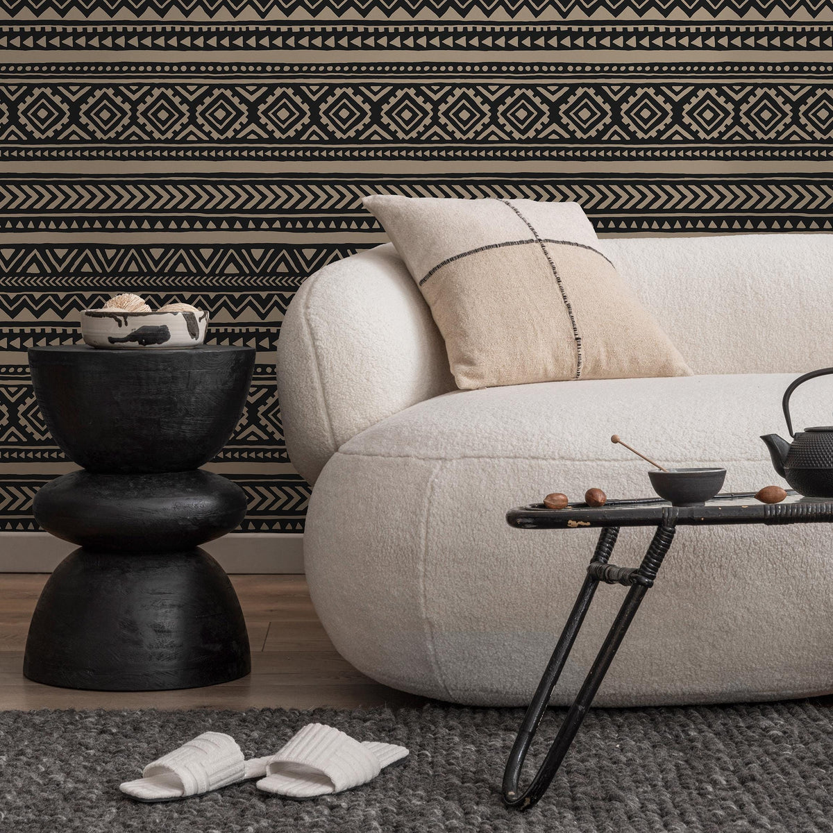 Tribal Wallpaper Aztec Peel And Stick Wallpaper Black Removable Tribal Print Wallpaper - E020