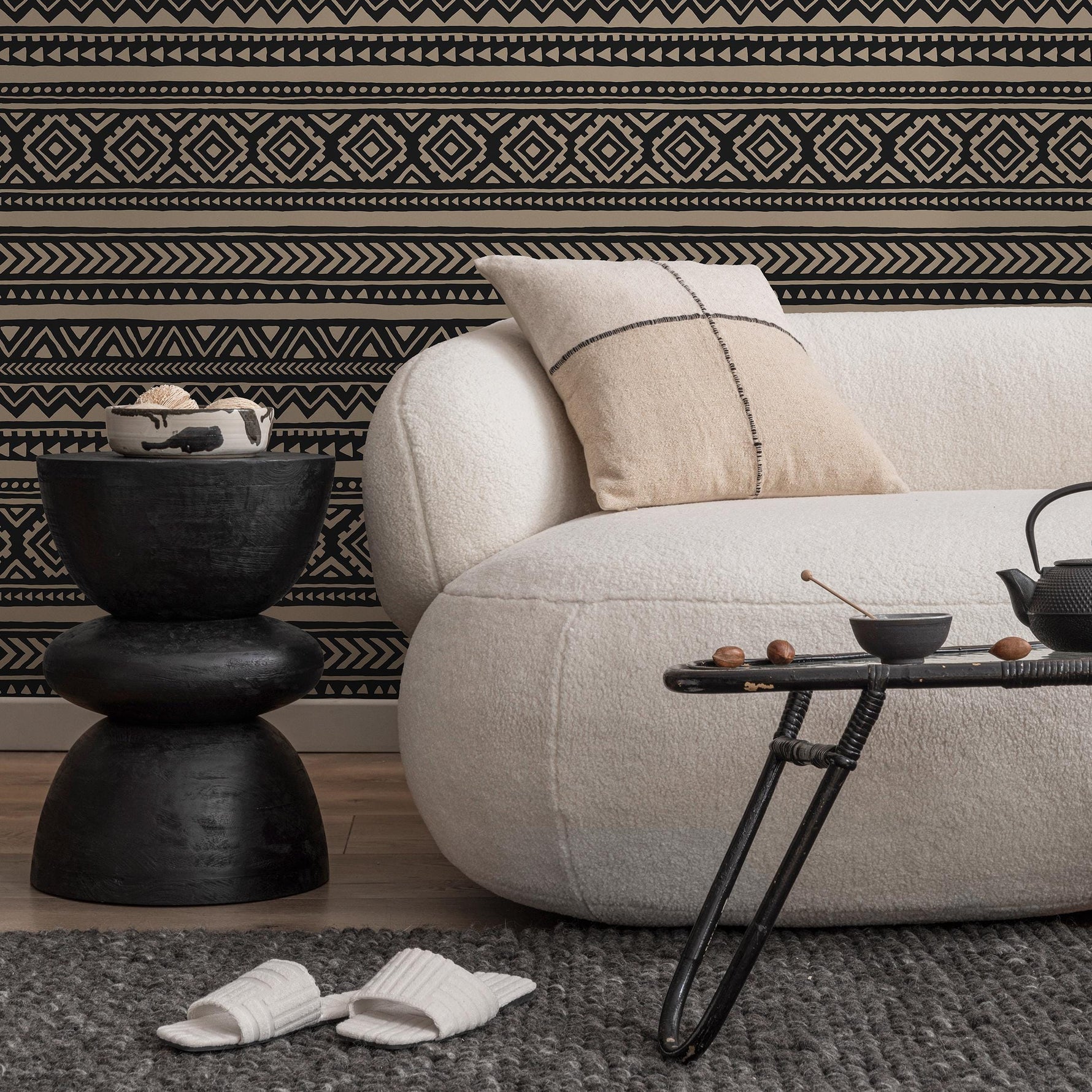 Tribal Wallpaper Aztec Peel And Stick Wallpaper Black Removable Tribal Print Wallpaper - E020