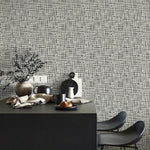 Removable Wallpaper / Black & Off White Plaid Pattern Wallpaper / Contemporary wallpaper / Traditional or Self Adhesive Wallpaper - E032