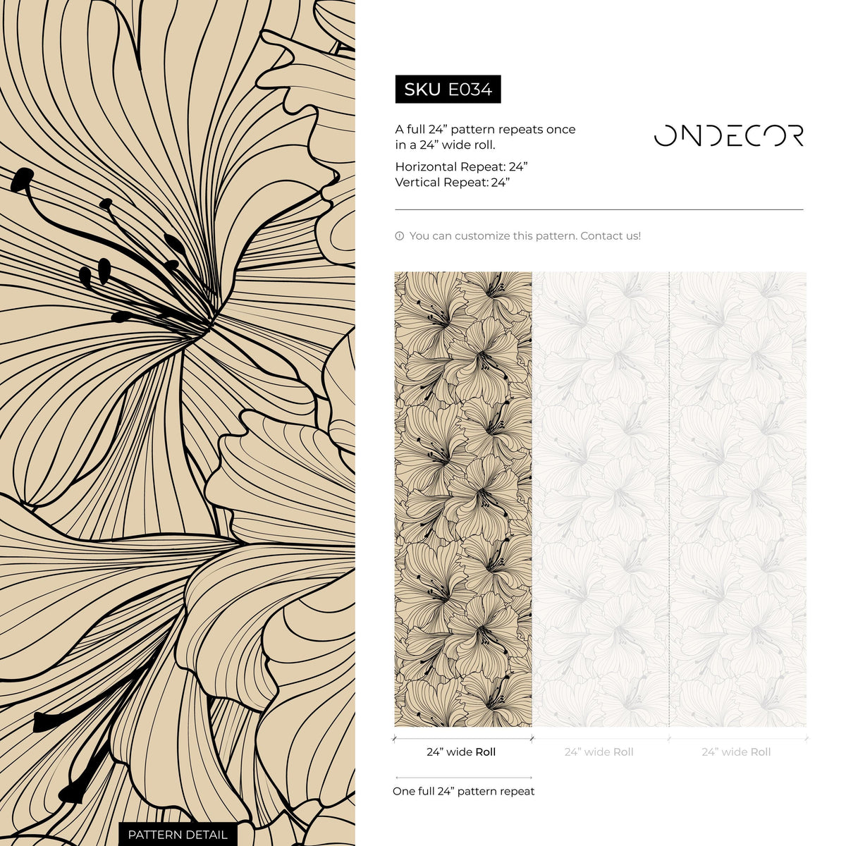 Lily Wallpaper Vintage Peel and Stick Wallpaper for Home Decor Floral Design: Colorful Ivory Blooming Spring Garden - E034