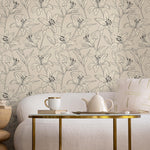 Lily Wallpaper: Vintage Peel and Stick Wallpaper for Home Decor Floral Design Colorful Ivory Blooming Spring Garden - E036