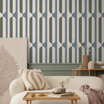 Beige abstract retro wallpaper, removable wall decal with retro round style, colorful background - Peel and stick - E037