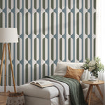 Beige abstract retro wallpaper, removable wall decal with retro round style, colorful background - Peel and stick - E037